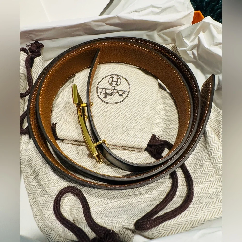 NWT - HERMES - H belt buckle & Reversible leather strap 32 mm - Picture 4 of 9